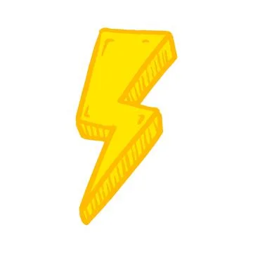 Vector illustration of lightning bolt in colored hand-drawn style. Stock Illustration