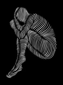 Vector illustration line art sleeping person on a black background Illustrazione stock