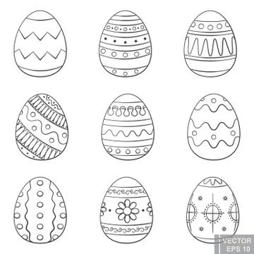 A vector illustration of line doodle Transparent Easter eggs Stockillustratie