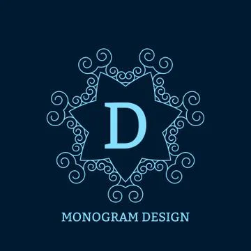 Vector illustration of the linear blue monogram 스톡 일러스트