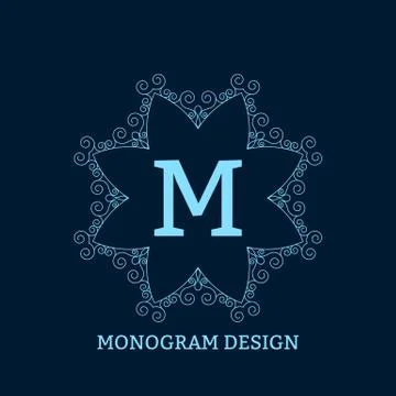 Vector illustration of the linear blue monogram Illustrazione stock