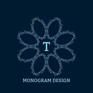 Vector illustration of the linear blue monogram Illustrazione stock