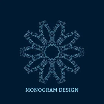 Vector illustration of the linear blue monogram Stock Illustration