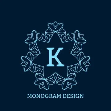 Vector illustration of the linear blue monogram Stock Illustration