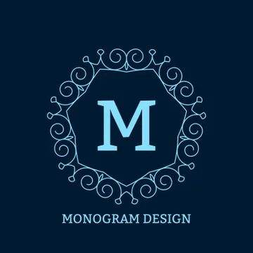 Vector illustration of the linear blue monogram Illustrazione stock
