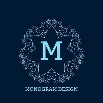 Vector illustration of the linear blue monogram Stock Illustration