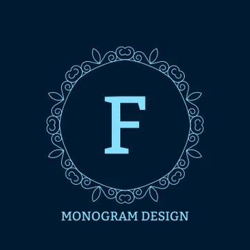 Vector illustration of the linear blue monogram Stock Illustration