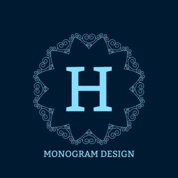 Vector illustration of the linear blue monogram Stock Illustration