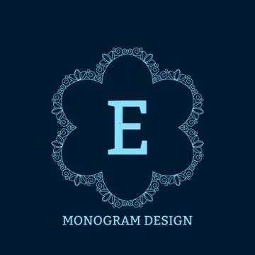 Vector illustration of the linear blue monogram Illustrazione stock