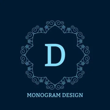 Vector illustration of the linear blue monogram Stock Illustration