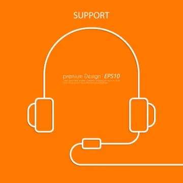 Vector illustration of a linear headphone Stock Illustration