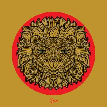 Vector illustration. Lion head. Stock Illustration