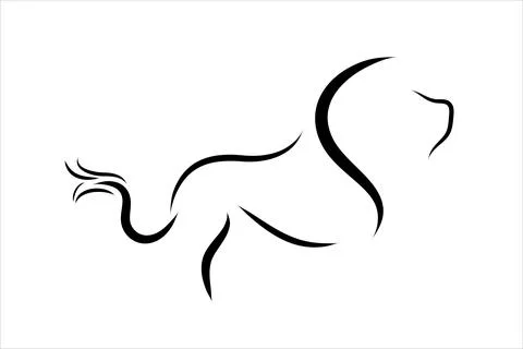 Vector illustration of lion painted with simple lines. Symbol of wild animal  Stock Illustration