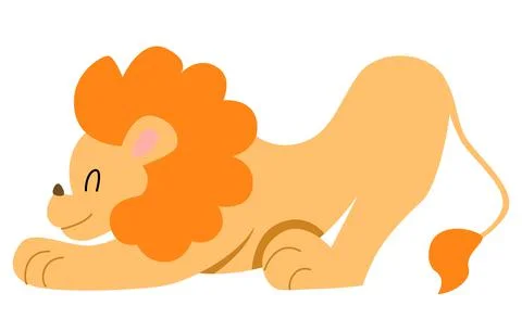 Vector illustration of a lion sideways in a flat style Stock Illustration
