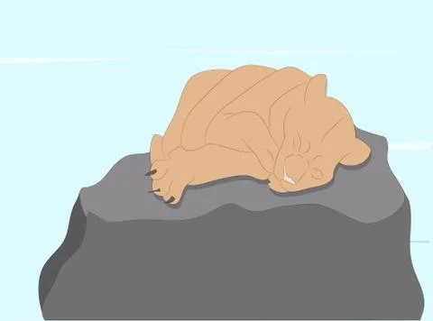 Vector illustration of a lioness sleeping, drawing color Stock Illustration