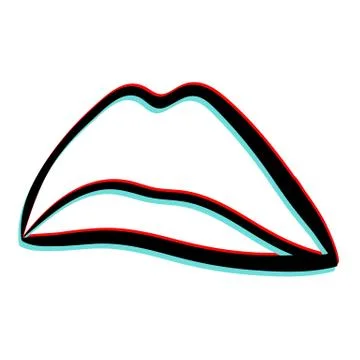 Vector illustration of lips linear drawing Stock Illustration