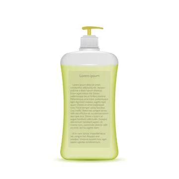 Vector illustration of liquid soap bottle Transparent plastic bottle with ... Stock Photos