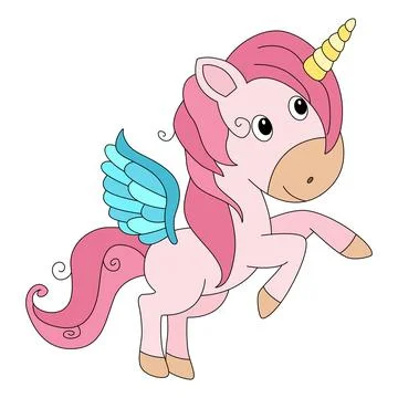 Vector illustration little unicorn is doing the jumping Stock Illustration