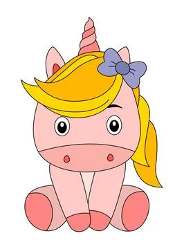 Vector illustration little unicorn is doing the smiling Stock Illustration