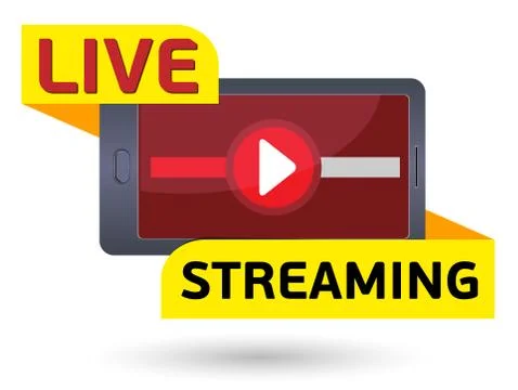 Vector illustration Live streaming red button. Vector Stock Illustration