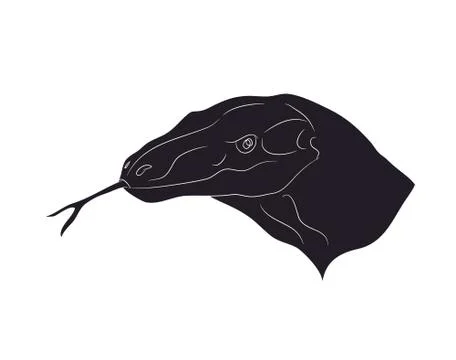 Vector illustration of lizard portrait, drawing silhouette Illustrazione stock