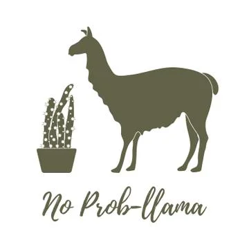 Vector illustration with llama and cactus. Stock Illustration
