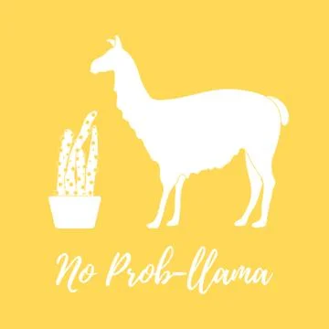 Vector illustration with llama and cactus. Stock Illustration