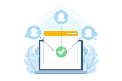 Vector illustration of load testing with multiple users Иллюстрация