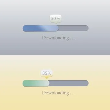Vector Illustration Loading Bar Set. Modern Web Downloading Element Collection Stock Illustration