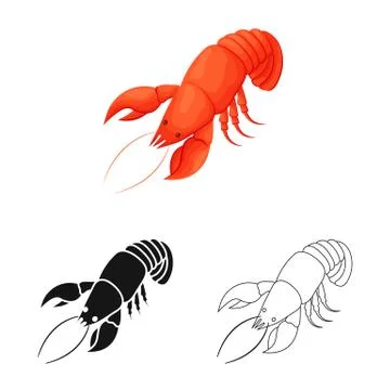 Vector illustration of lobster and red icon. Set of lobster and underwater stock Stock Illustration