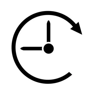 Vector illustration, logo, arrow and clock icon. Stock Illustration