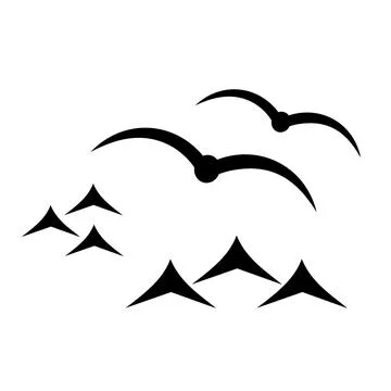 Vector illustration, logo, bird flock icon. Stock Illustration