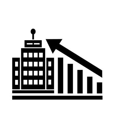 Vector illustration, logo, building web icon and growth graph. Stock Illustration