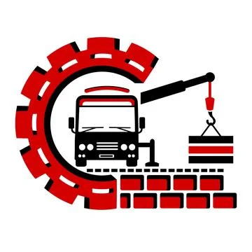 Vector illustration, logo, car icon lifting crane.  Stock Illustration