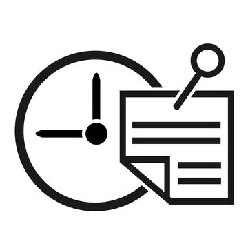 Vector illustration, logo, clock and list icon. Stock Illustration