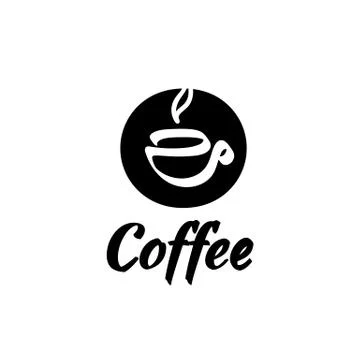 Vector illustration logo coffee with an abstract cup, black and white Stock Illustration