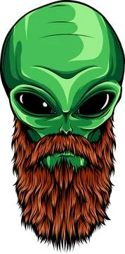 Vector illustration logo design of Alien with beard 库存插图
