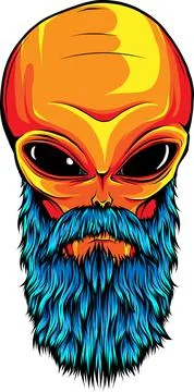 Vector illustration logo design of Alien with beard Stock Illustration