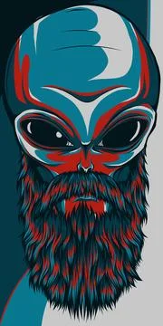 Vector illustration logo design of Alien with beard 스톡 일러스트