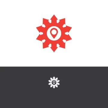Vector illustration logo design with arrow and location icon Stock Illustration