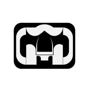 Vector illustration logo in the form of an abstract emblem black and white Stock Illustration