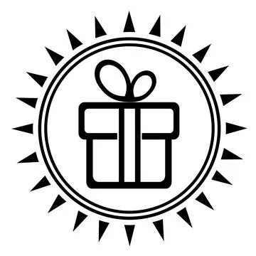 Vector illustration, logo, gift icon in a round frame. Stock Illustration