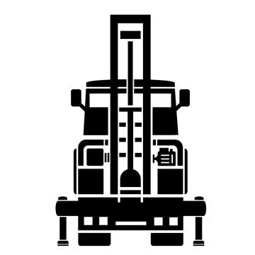 Vector illustration, logo, icon of a car and a drilling rig. The construction in Stock Illustration