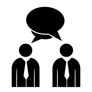 Vector illustration, logo, icon, conversation and communication of two people. Stock Illustration