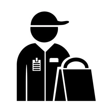 Vector illustration, logo, icon. Courier, delivery.  Stock Illustration