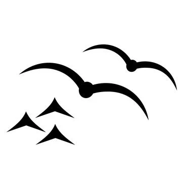 Vector illustration, logo, icon of a flock of birds, seagulls. Stock Illustration