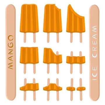 Vector illustration logo for natural mango ice cream 스톡 일러스트