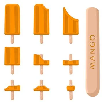 Vector illustration logo for natural mango ice cream 스톡 일러스트