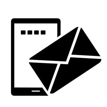 Vector illustration, logo, postal envelope icon, phone screen. Stock Illustration