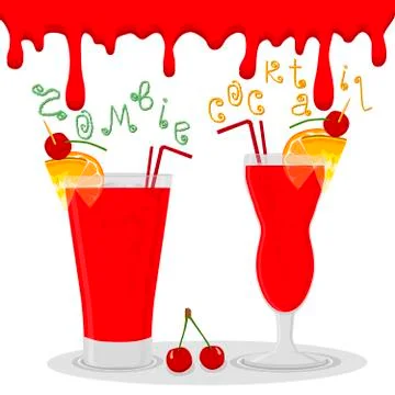 Vector illustration logo for red alcohol cocktails Stock Illustration